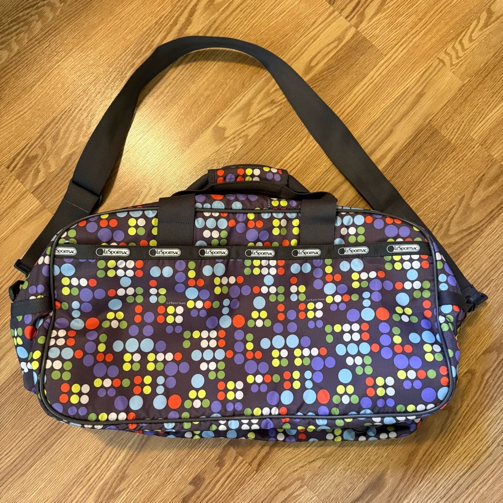 Lesportsac Roomy Polka‎ Dot Gray Duffle Bag